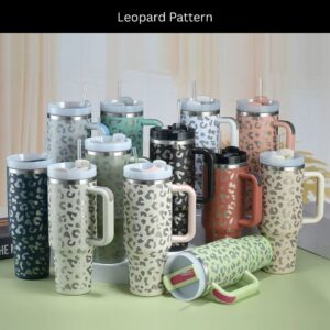 40oz Insulated Stainless Steel tumbler Mug - Cup with handle straw and lid