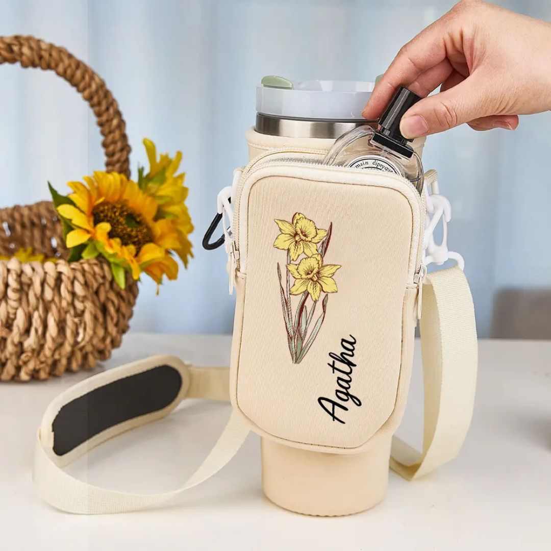 1- Personalised Bottle Carrier Bag Personalized Colorful Flower Bottle Carrier Bag