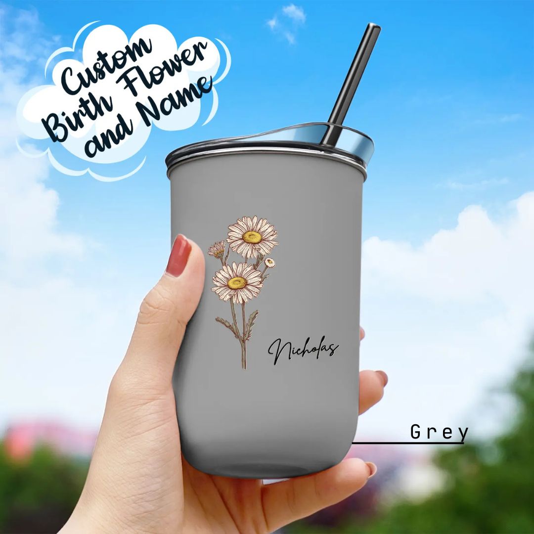 8- Black Cup with straw and lid